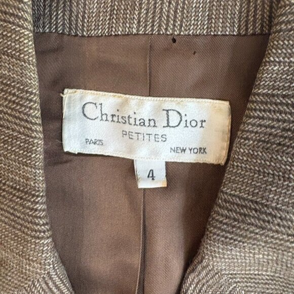 Christian Dior Women Blazer 100% Wool Vintage Size 4 Petite Brown Button - Picture 5 of 16